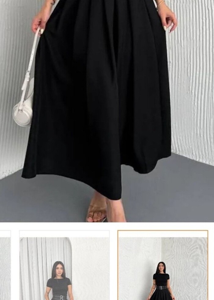 Kadın siyah  piliseli uzun etek - Görsel 4