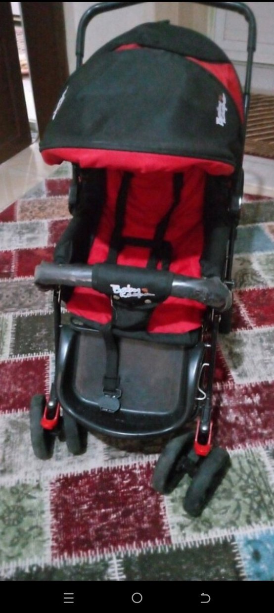 Koyu Kırmızı Bebek Arabası - Görsel 4