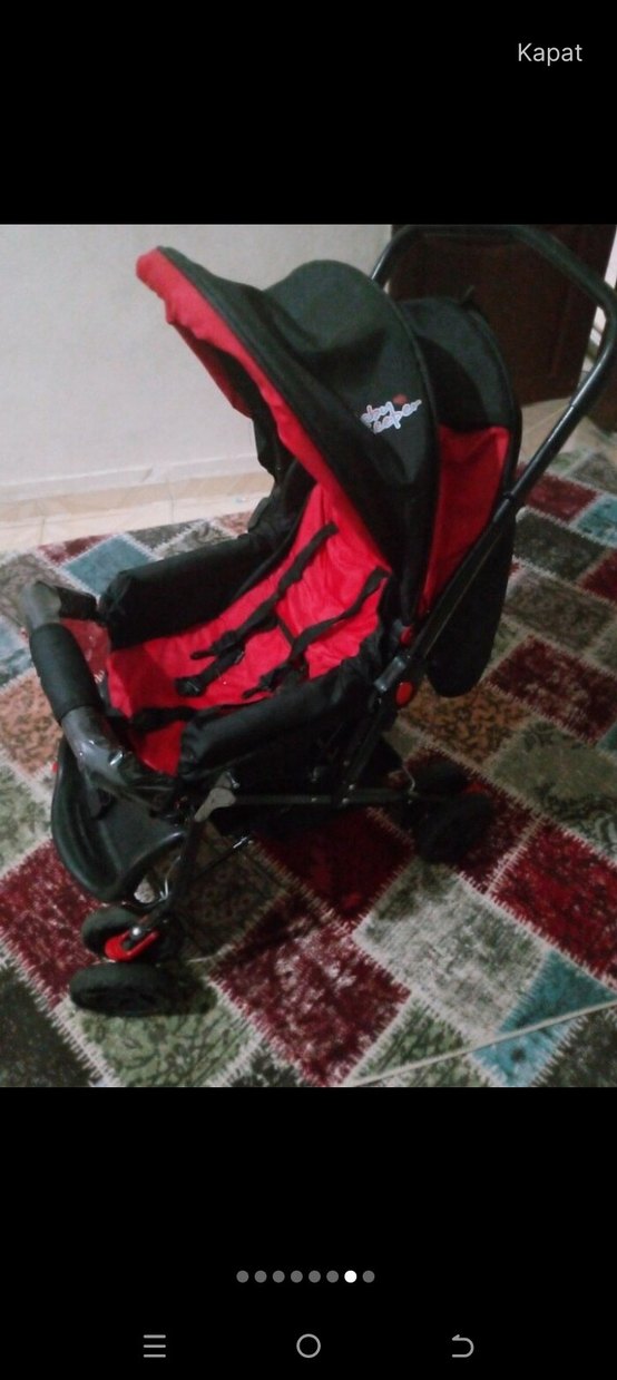 Koyu Kırmızı Bebek Arabası - Görsel 2