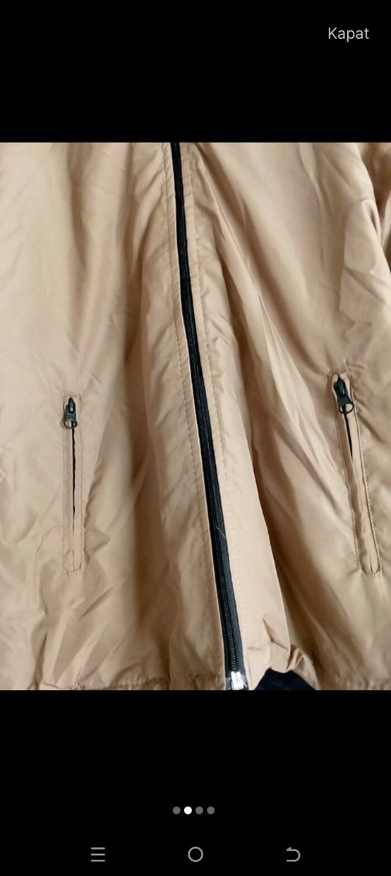 Bej Kadın Midi Kaban, Fermuarlı, Rahat Kesim - Görsel 2