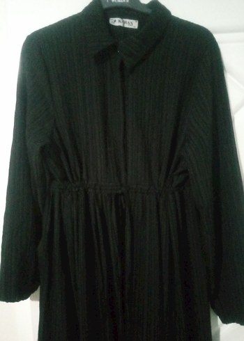 Siyah Uzun Kollu Piliseli Kadın Elbise - Görsel 3