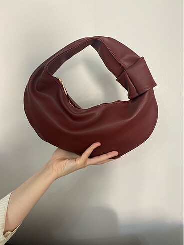 Bordo oval şık kadın çantası