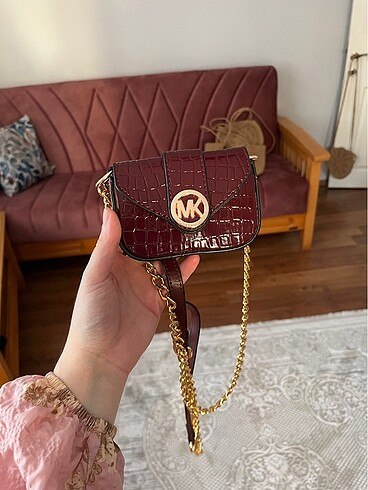 Bordo rugan şık mini mk çanta
