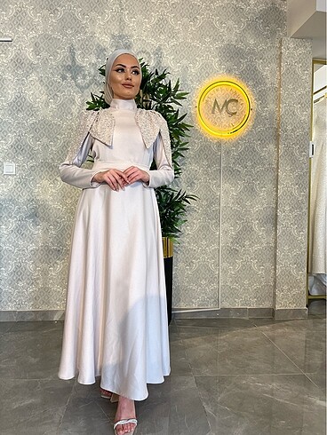 38 Beden ten rengi Renk Abiye elbise