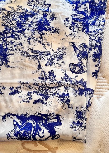 Mavi Parlak Desenli Dior şal - Görsel 2