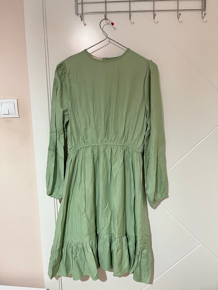 Yeşil Midi Uzun Kollu Elbise - Görsel 2