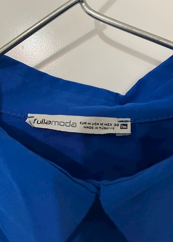 Saks Mavisi Uzun Kollu Kadın Gömlek - Görsel 5