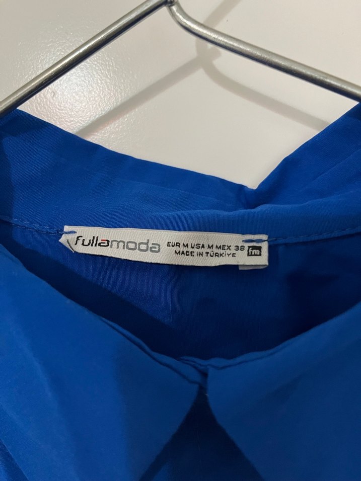 Saks Mavisi Uzun Kollu Kadın Gömlek - Görsel 5