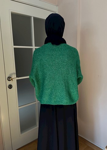 Yeşil Triko Salaş Midi Hırka - Görsel 2