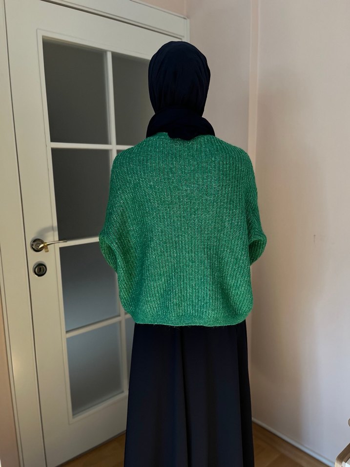 Yeşil Triko Salaş Midi Hırka - Görsel 2