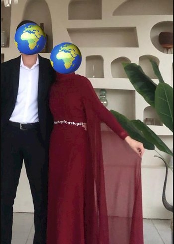 SHEIN Bordo Uzun Kollu Abiye Elbise - Görsel 5