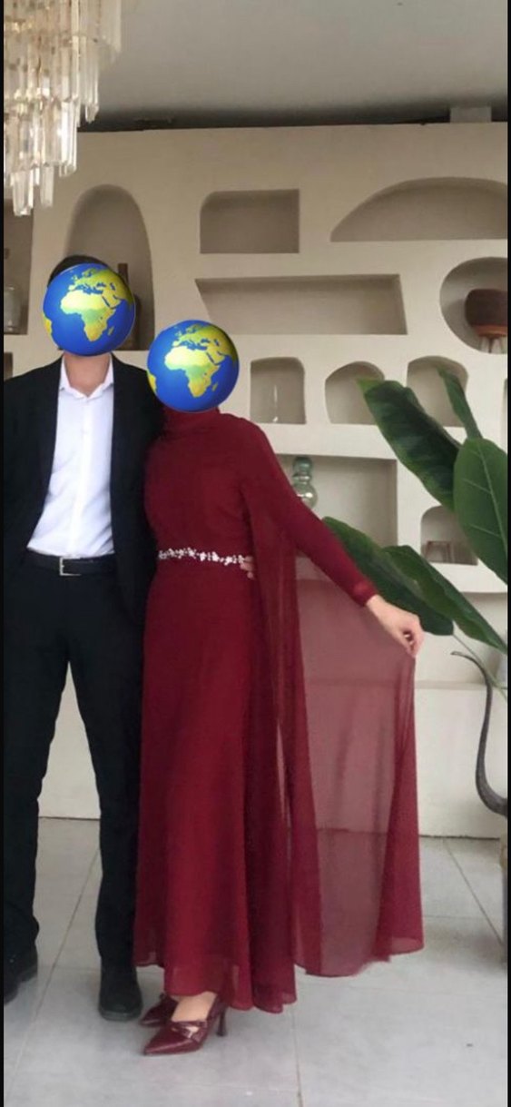 SHEIN Bordo Uzun Kollu Abiye Elbise - Görsel 5