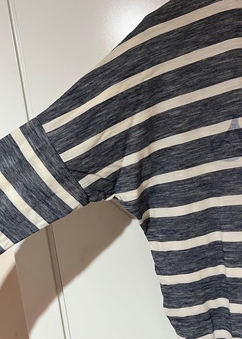 Lacivert Çizgili Yarasa Kol Tunik - Görsel 2