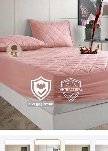 Pembe Düz Kapitone Yatak alezi - Görsel 6