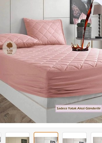 Pembe Düz Kapitone Yatak alezi - Görsel 7