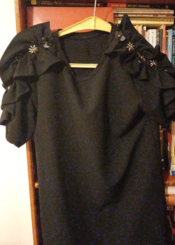 Kısa Kollu Siyah boydan elbise - Görsel 4