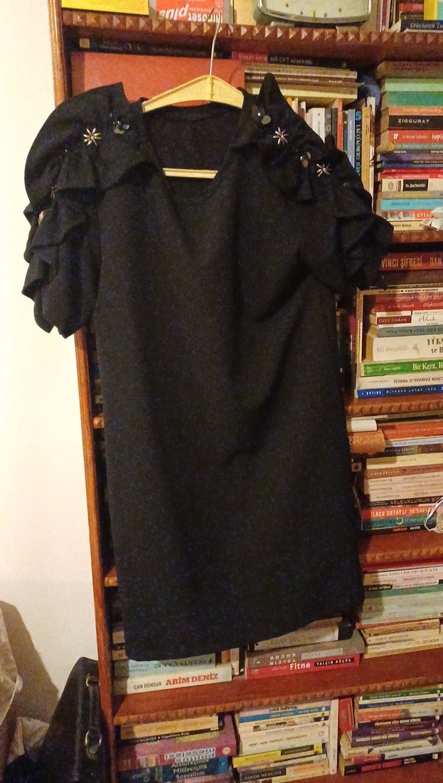 Kısa Kollu Siyah boydan elbise - Görsel 5