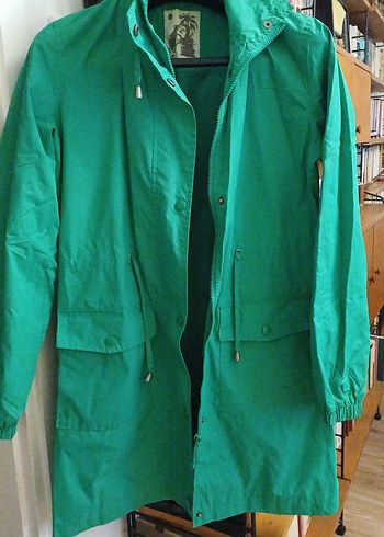 Fermuarlı Yeşil Midi Kadın Yağmurluk - Görsel 7