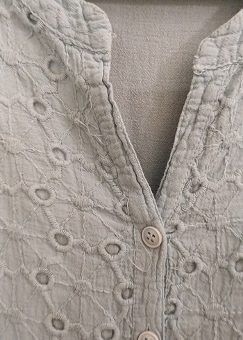 Gri Nakışlı Uzun Bohem Keten Elbise - Görsel 6