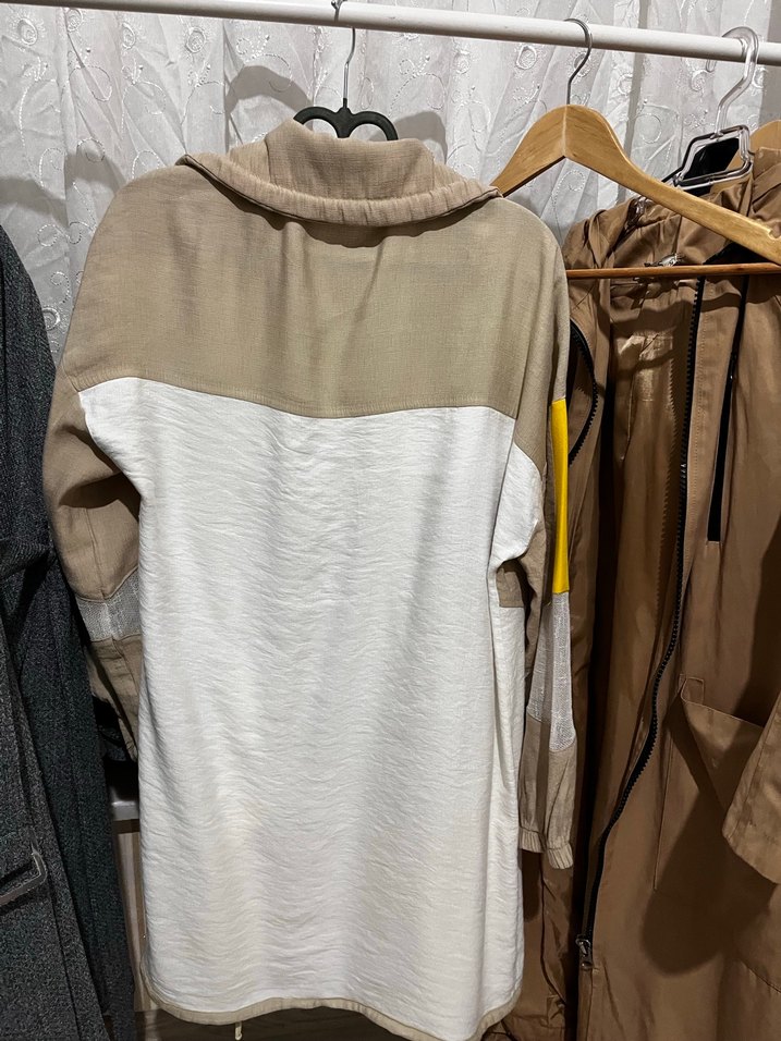 Bej Keten Salaş ceket/tunik - Görsel 3