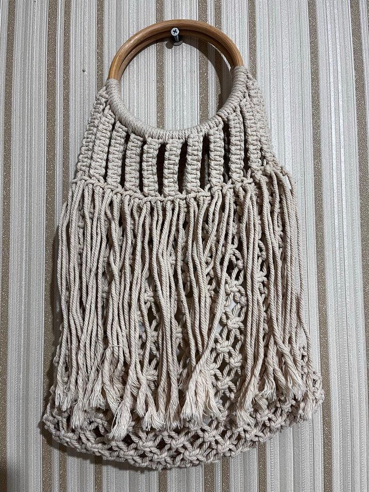 Püsküllü Bohem Örgü Kadın Çanta - Görsel 2