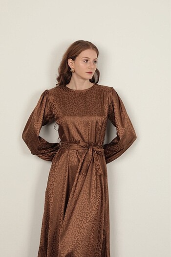 Jakarlı leopar elbise - Görsel 7
