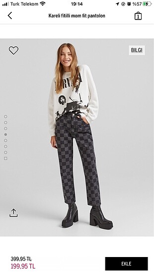 Kareli damalı straight jean