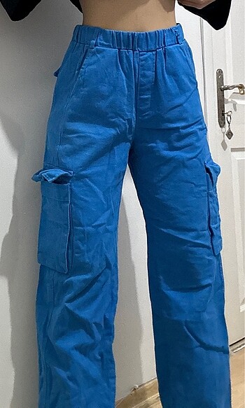 Oversize mavi kargo pantolon