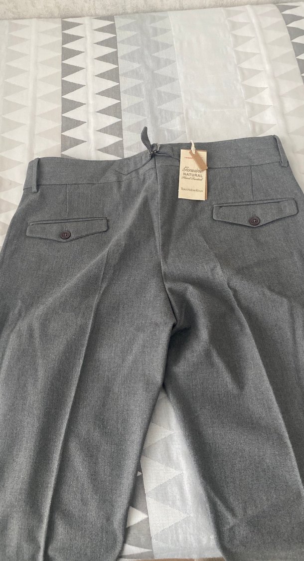 Gri Regular Fit Keten Erkek Pantolon - Görsel 3