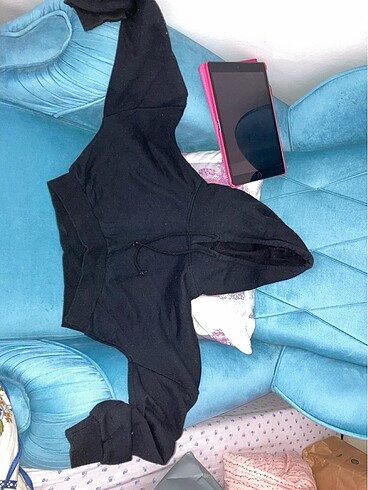 siyah uzun kollu crop sweat