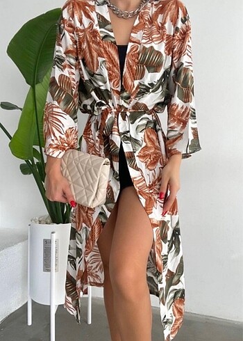 s Beden çeşitli Renk Viskon Kumaş Desenli Kadın Kimono