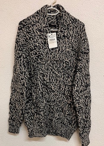 Zara Gri Desenli Yüksek Yakalı erkek Triko