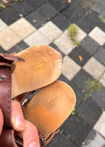 Kahverengi Nakışlı Kadın Kot Platform Topuklu - Görsel 10