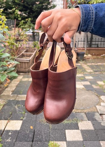 Kahverengi Nakışlı Kadın Kot Platform Topuklu - Görsel 2