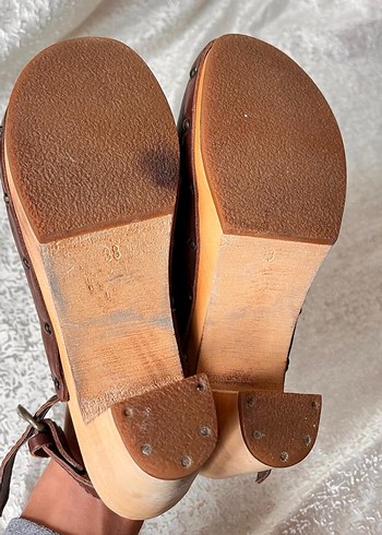 Kahverengi Nakışlı Kadın Kot Platform Topuklu - Görsel 6