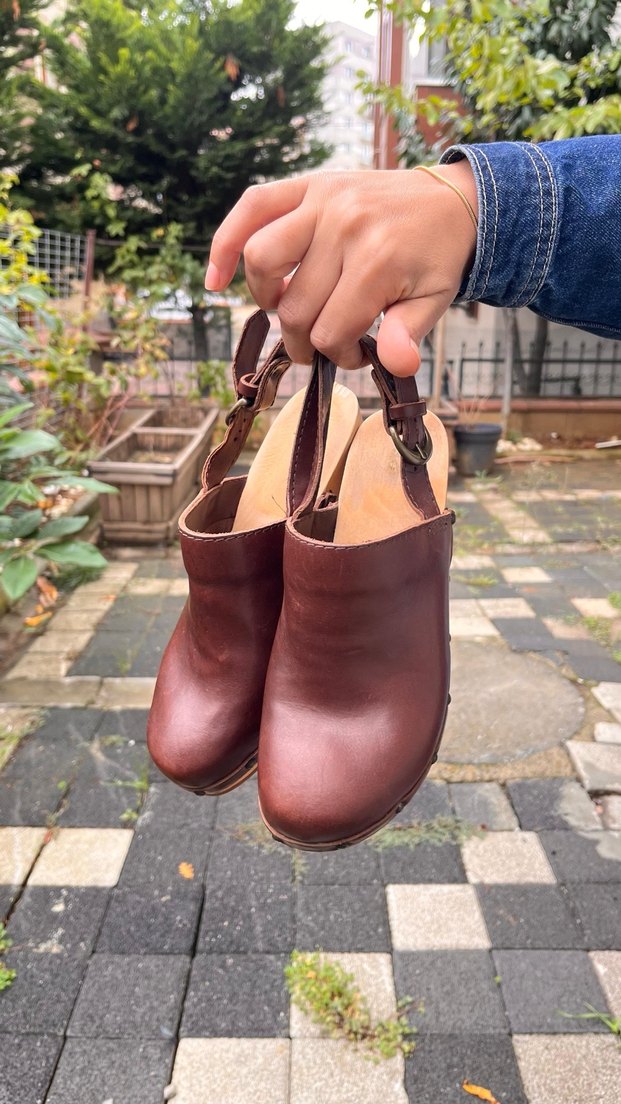 Kahverengi Nakışlı Kadın Kot Platform Topuklu - Görsel 2