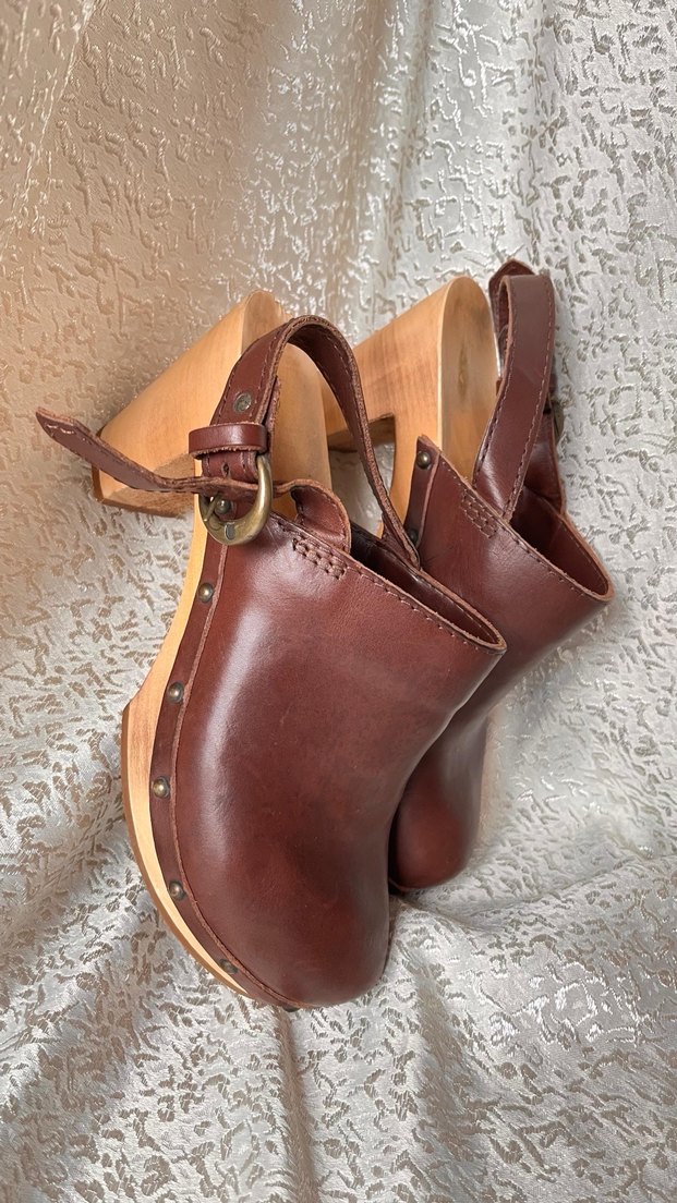 Kahverengi Nakışlı Kadın Kot Platform Topuklu - Görsel 4