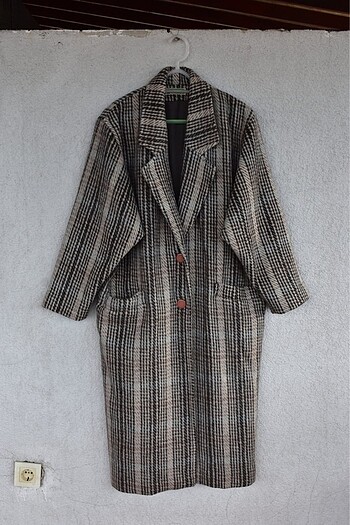Oversize Vintage yün kaban