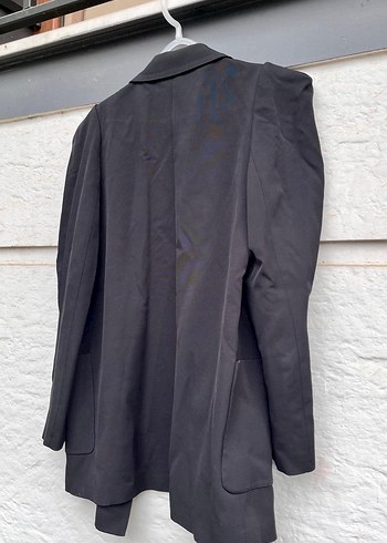 Siyah Kadın Düğmeli Midi Blazer - Görsel 7