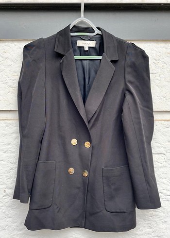 Siyah Kadın Düğmeli Midi Blazer - Görsel 5