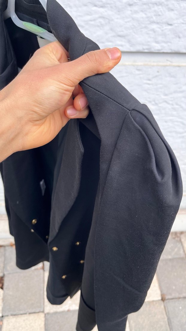 Siyah Kadın Düğmeli Midi Blazer - Görsel 2