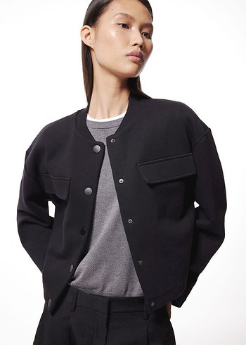 Kadın Siyah Minimalist Bomber Ceket