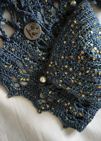 Dantel Detaylı Pembe Bohem Örme Büstiyer - Görsel 7