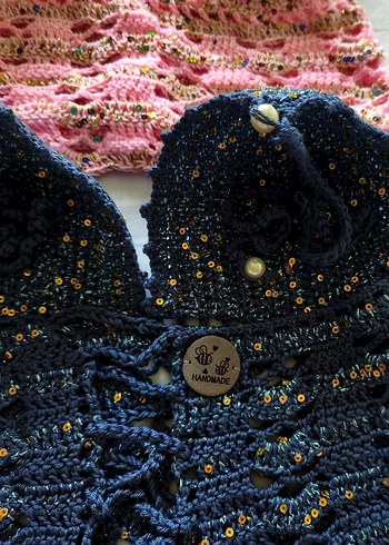 Dantel Detaylı Pembe Bohem Örme Büstiyer - Görsel 3