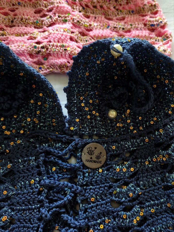 Dantel Detaylı Pembe Bohem Örme Büstiyer - Görsel 3