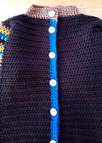 Etnik Desenli Örgü Kahverengi Erkek Hırka - Görsel 7