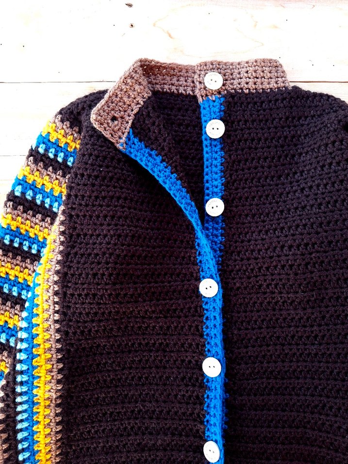 Etnik Desenli Örgü Kahverengi Erkek Hırka - Görsel 5