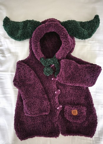 Mor Renkli Örgü Kız Hırka Mont - Görsel 2