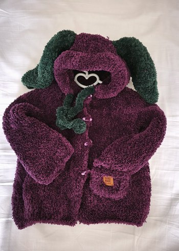 Mor Renkli Örgü Kız Hırka Mont - Görsel 5