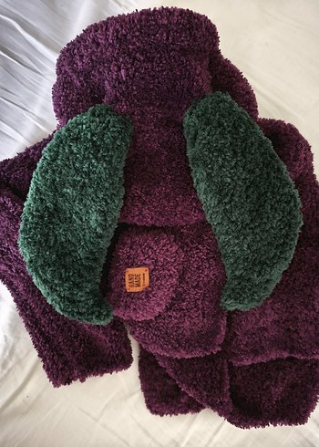 Mor Renkli Örgü Kız Hırka Mont - Görsel 3